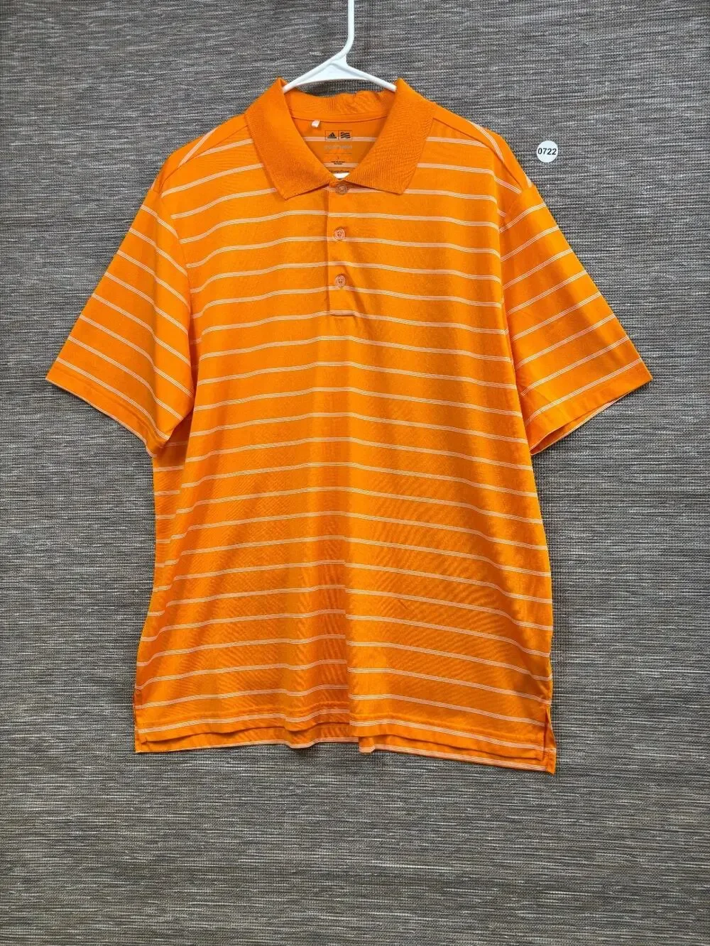 Adidas Puremotion Golf Polo Shirt Mens Size L Striped Orange White Athletic